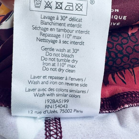 Sezane EPS Women Surya Floral Leggings Size XS 7/8 Active Stretch Dark Red - Picture 7 of 8